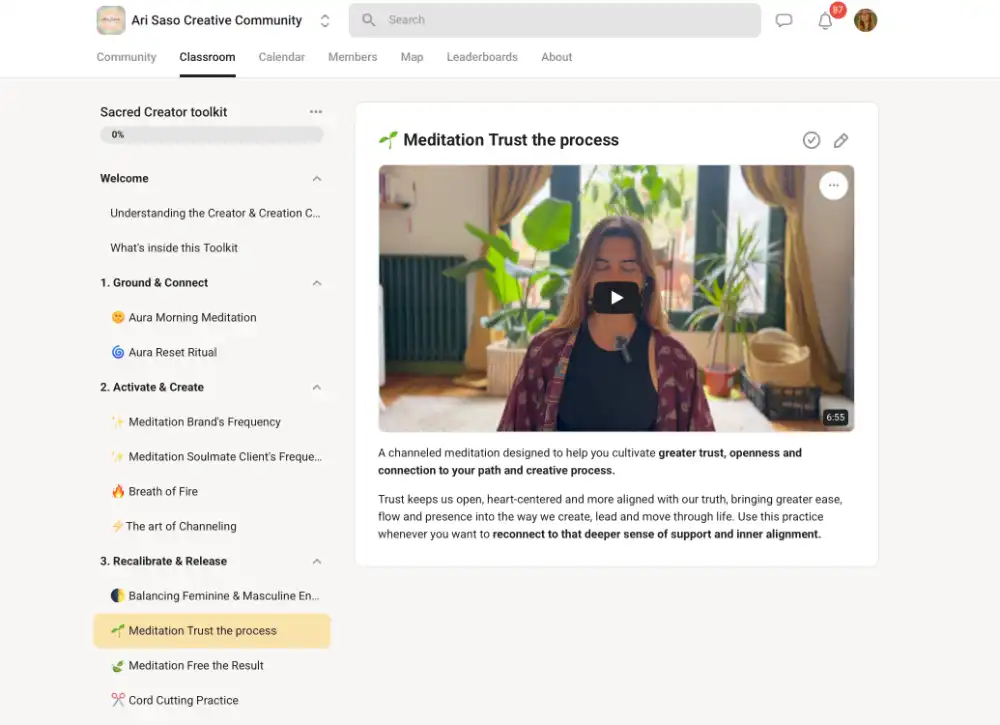 Screenshot of a lesson inside the Academy